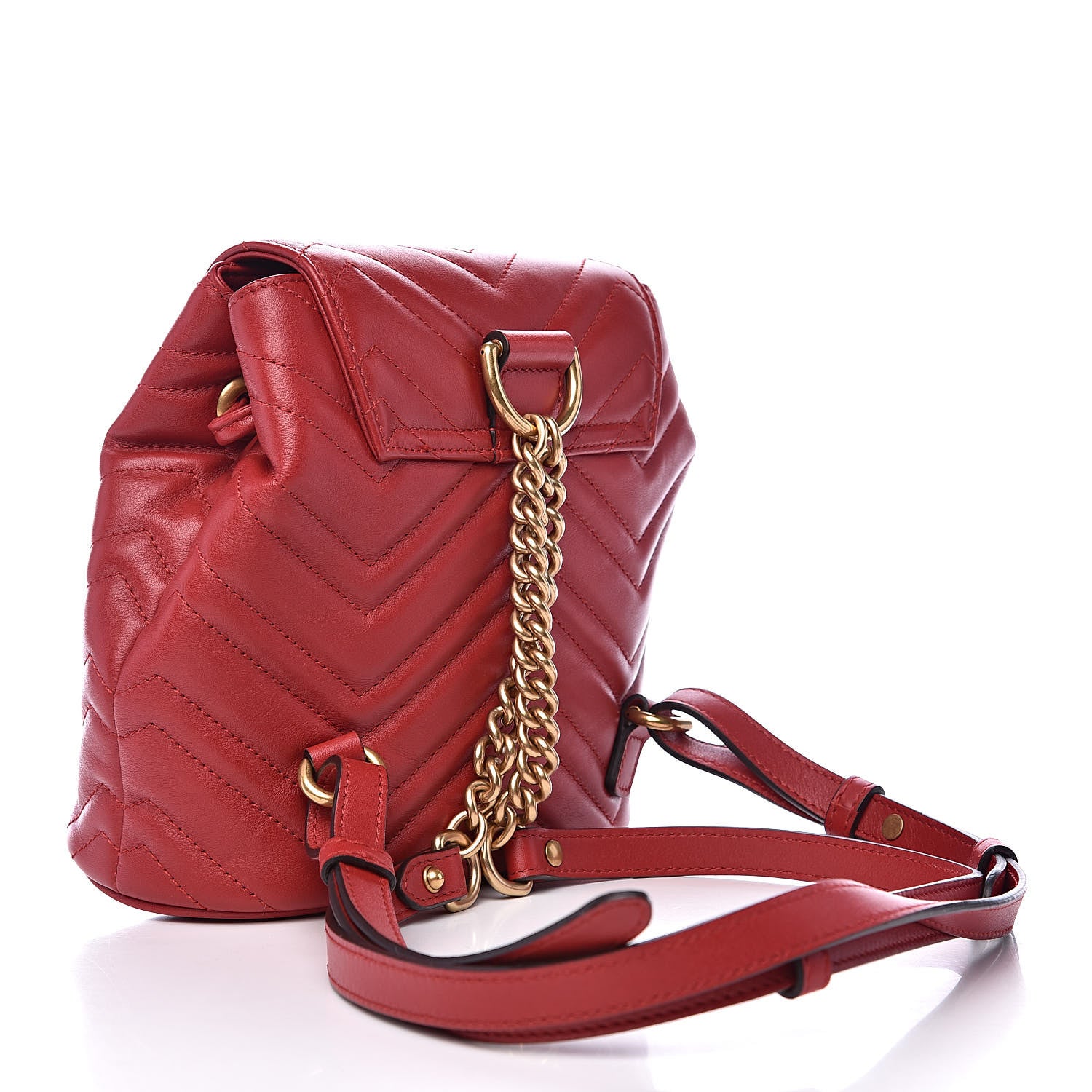 Gucci Calfskin Matelasse GG Marmont Flap Backpack Hibiscus Red 3 of 12