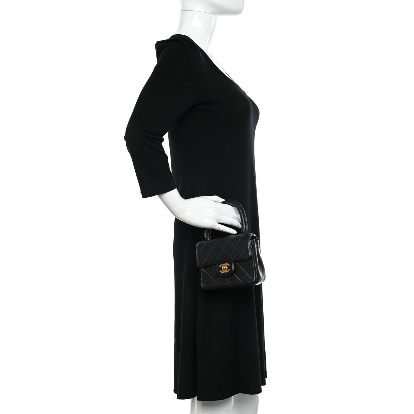Lambskin Quilted Mini Kelly Flap Bag Black