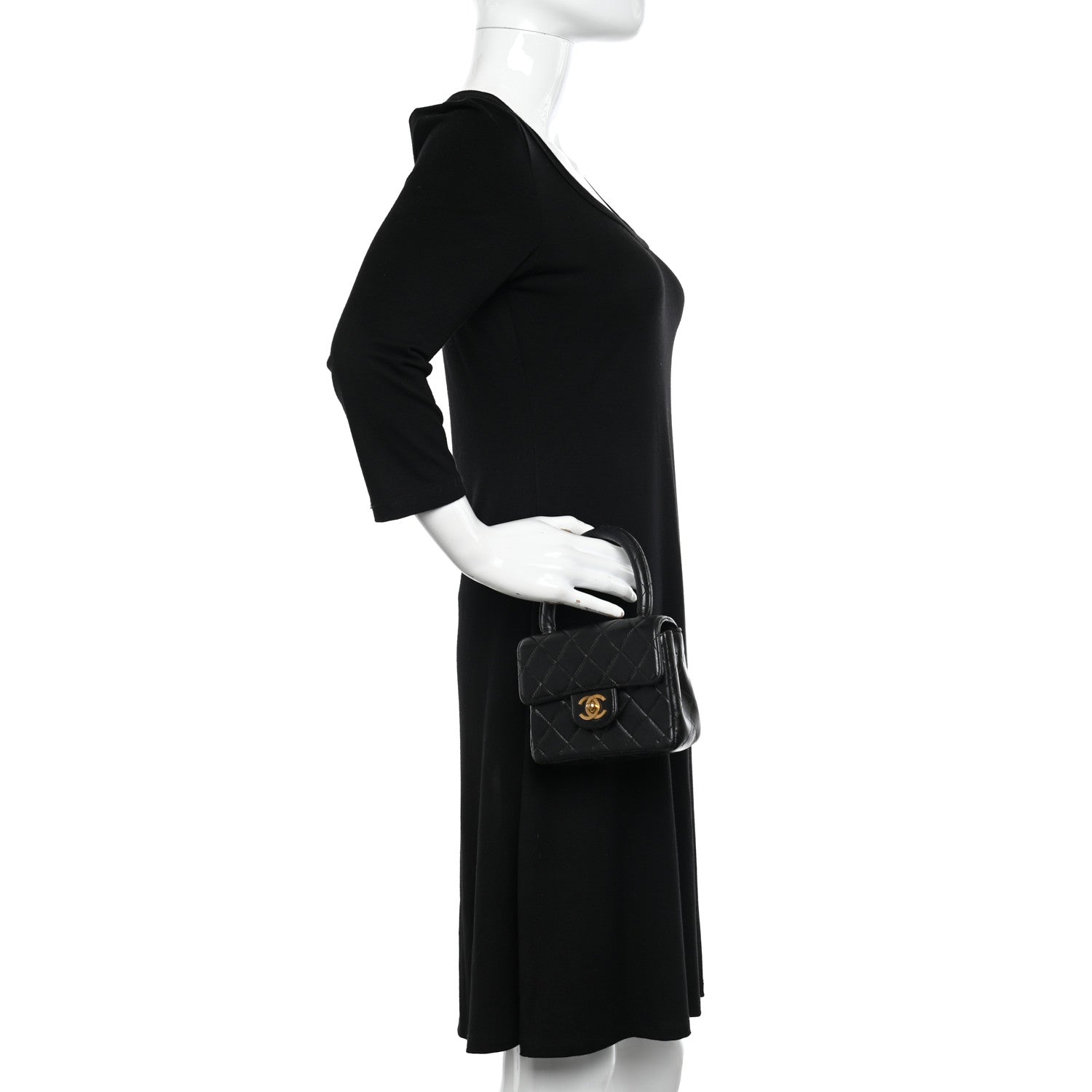 Chanel Lambskin Quilted Mini Kelly Flap Bag Black 2 of 15