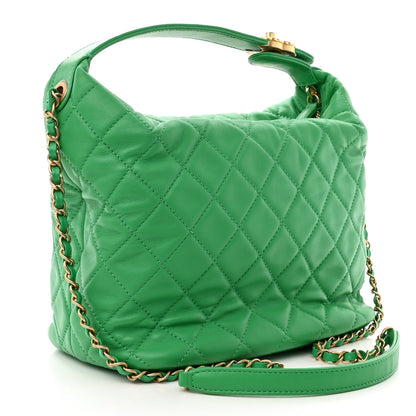 Chanel Lambskin Quilted Large Perfect Meeting Hobo Green 3 of 11