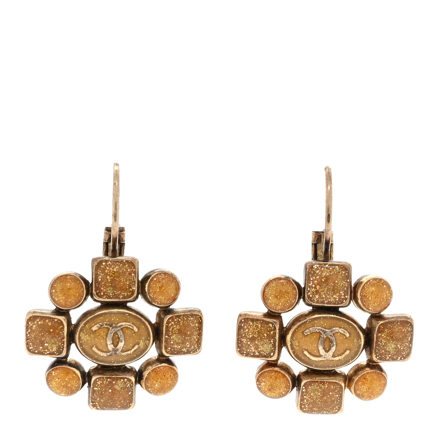Gripoix CC Drop Earrings Gold