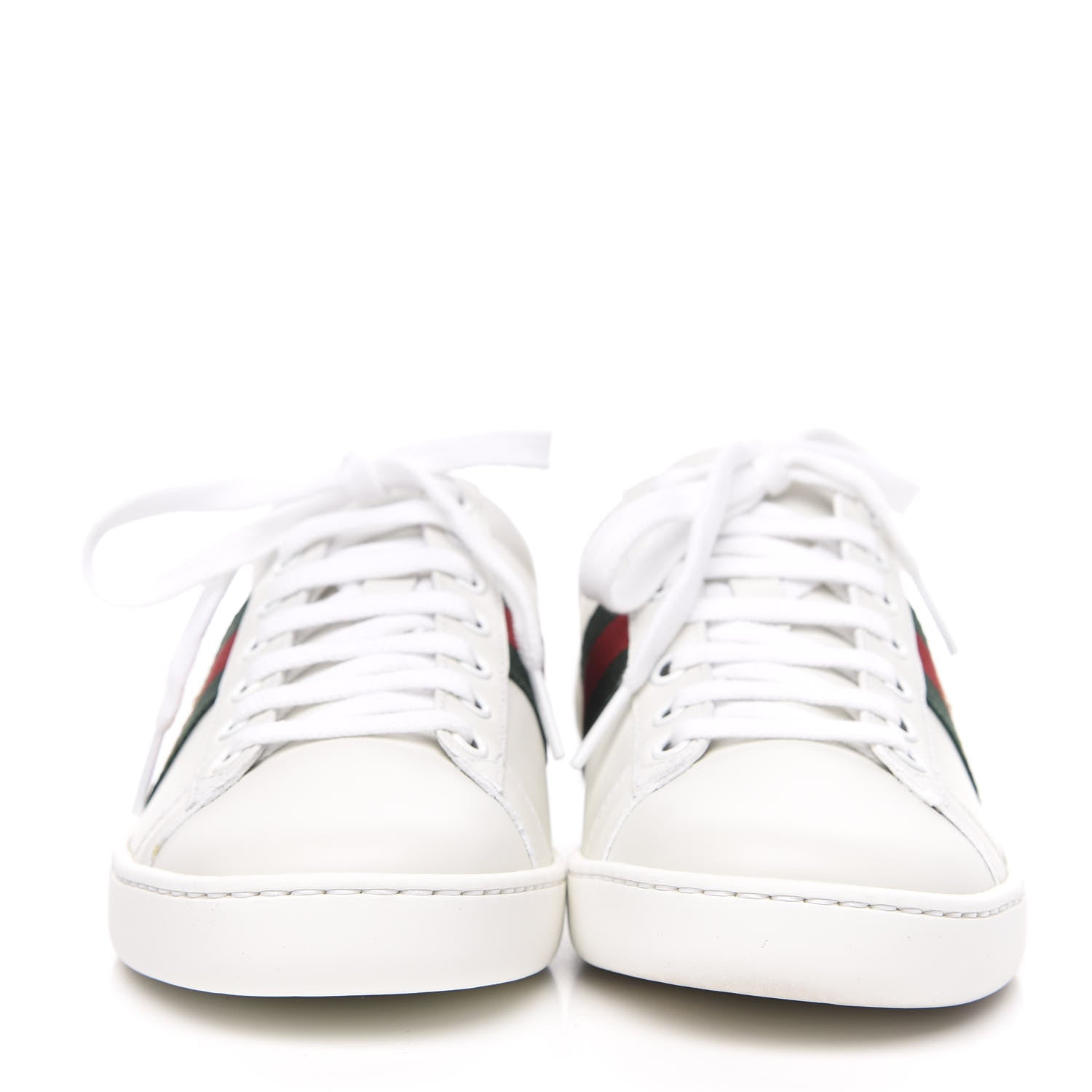 Gucci Calfskin Ayers Bee Embroidered Womens Ace Sneakers 35 White Green 2 of 9