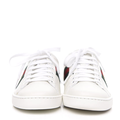 Gucci Calfskin Ayers Bee Embroidered Womens Ace Sneakers 35 White Green 2 of 9