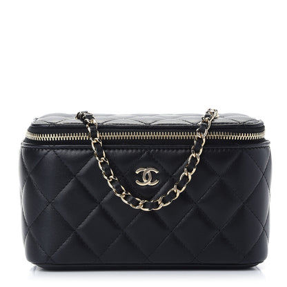Chanel Lambskin Quilted Small Vanity Case With Chain Black 1 of 9