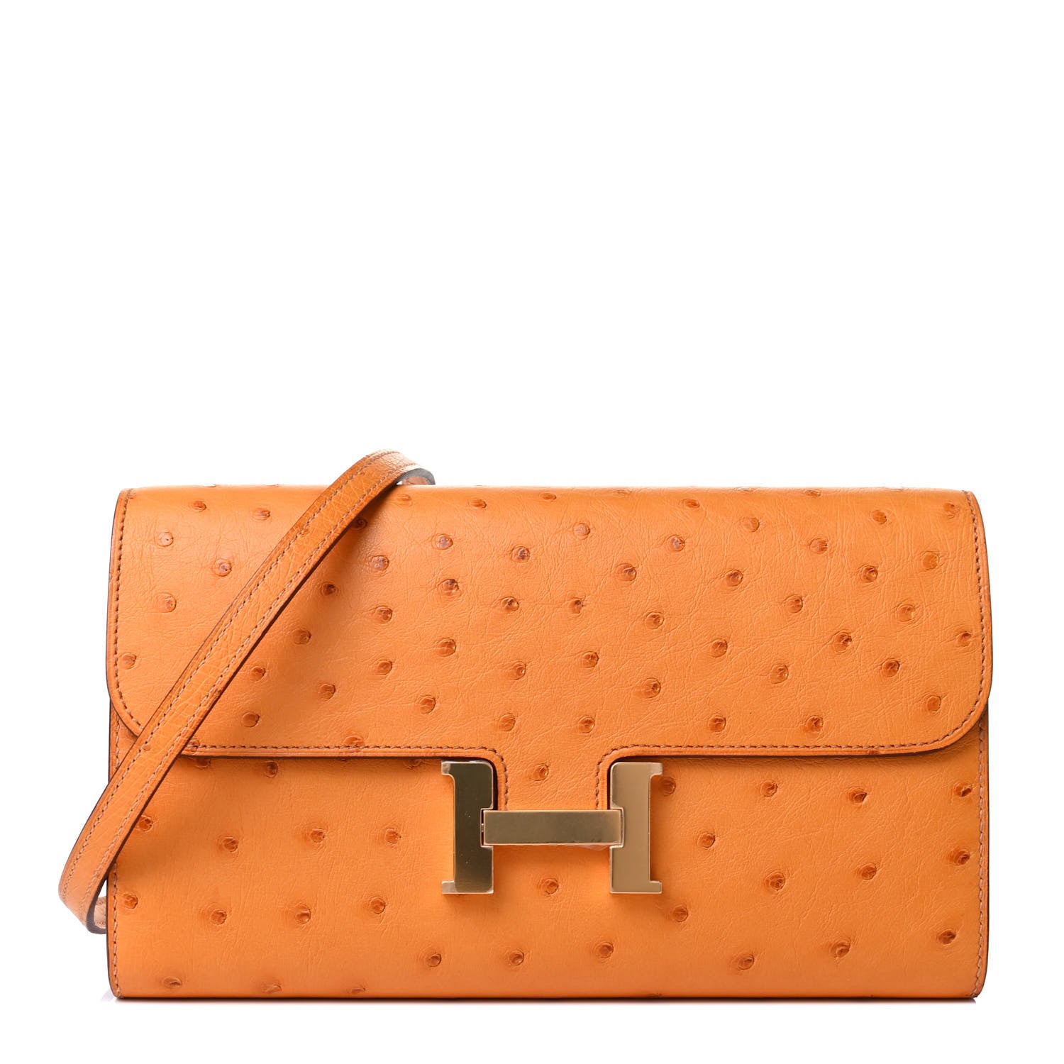 Hermes Ostrich Constance Long Wallet To Go Safran 1 of 5