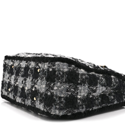 Chanel Tweed Shearling Quilted Lambskin Shopping Tote  Black Grey 10 of 10