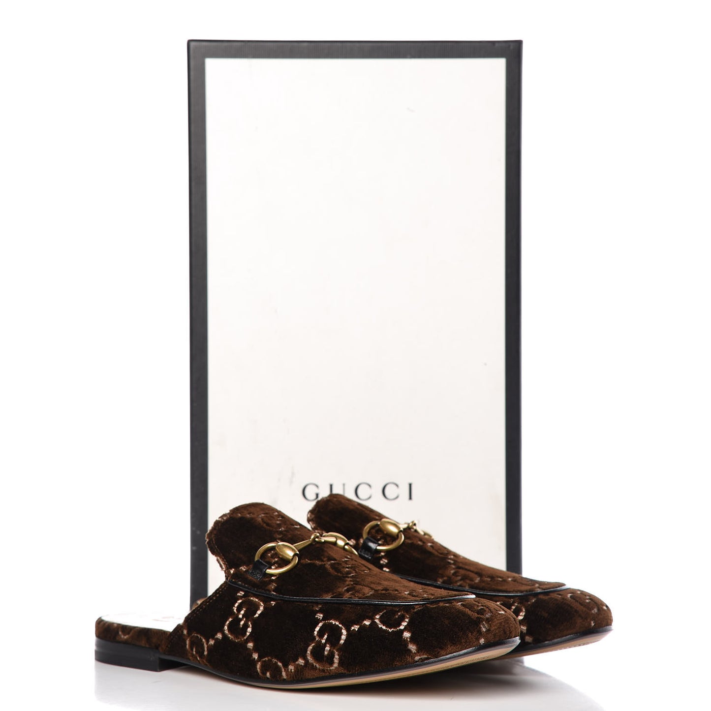 Velvet GG Monogram Mens Princetown Slippers 8 Brown