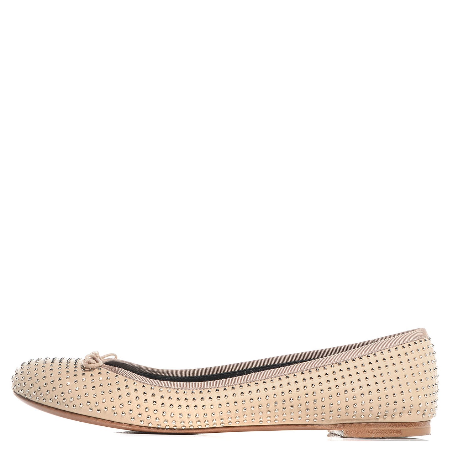 Leather Studded Ballerina Flats 37.5 Nude Powder