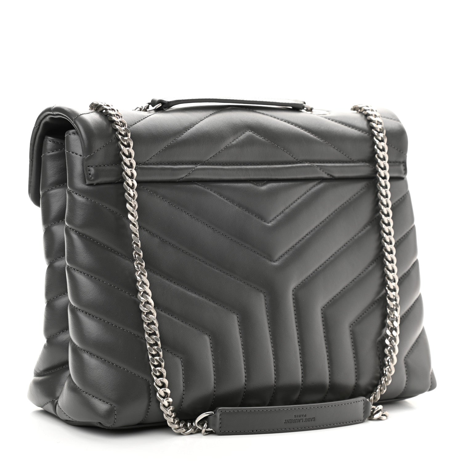 Saint Laurent Calfskin Y Quilted Monogram Medium Loulou Chain Satchel Earth 3 of 13