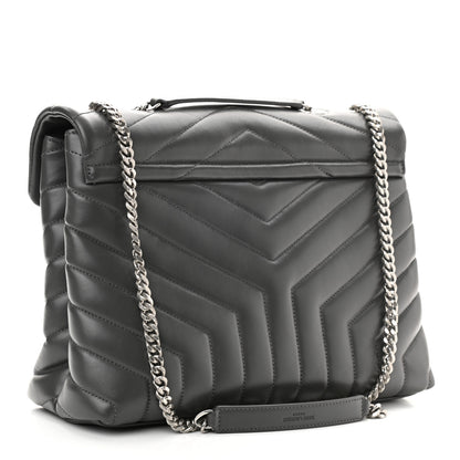 Saint Laurent Calfskin Y Quilted Monogram Medium Loulou Chain Satchel Earth 3 of 13