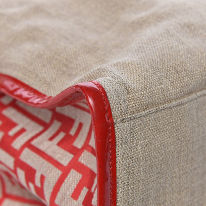 Fendi Linen Patent FF Shopping Tote Fragola 10 of 12