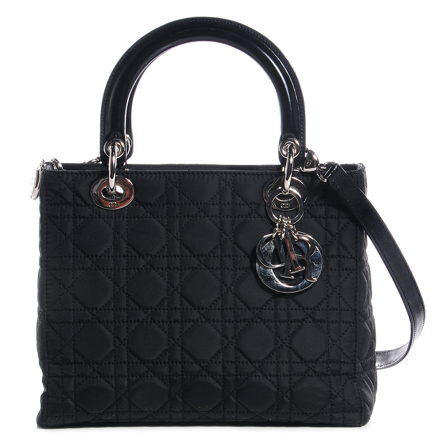 Nylon Cannage Medium Lady Dior Black