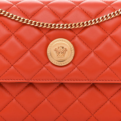 Versace Lambskin Quilted Medusa Wallet On Chain Crossbody Dark Orange 8 of 10