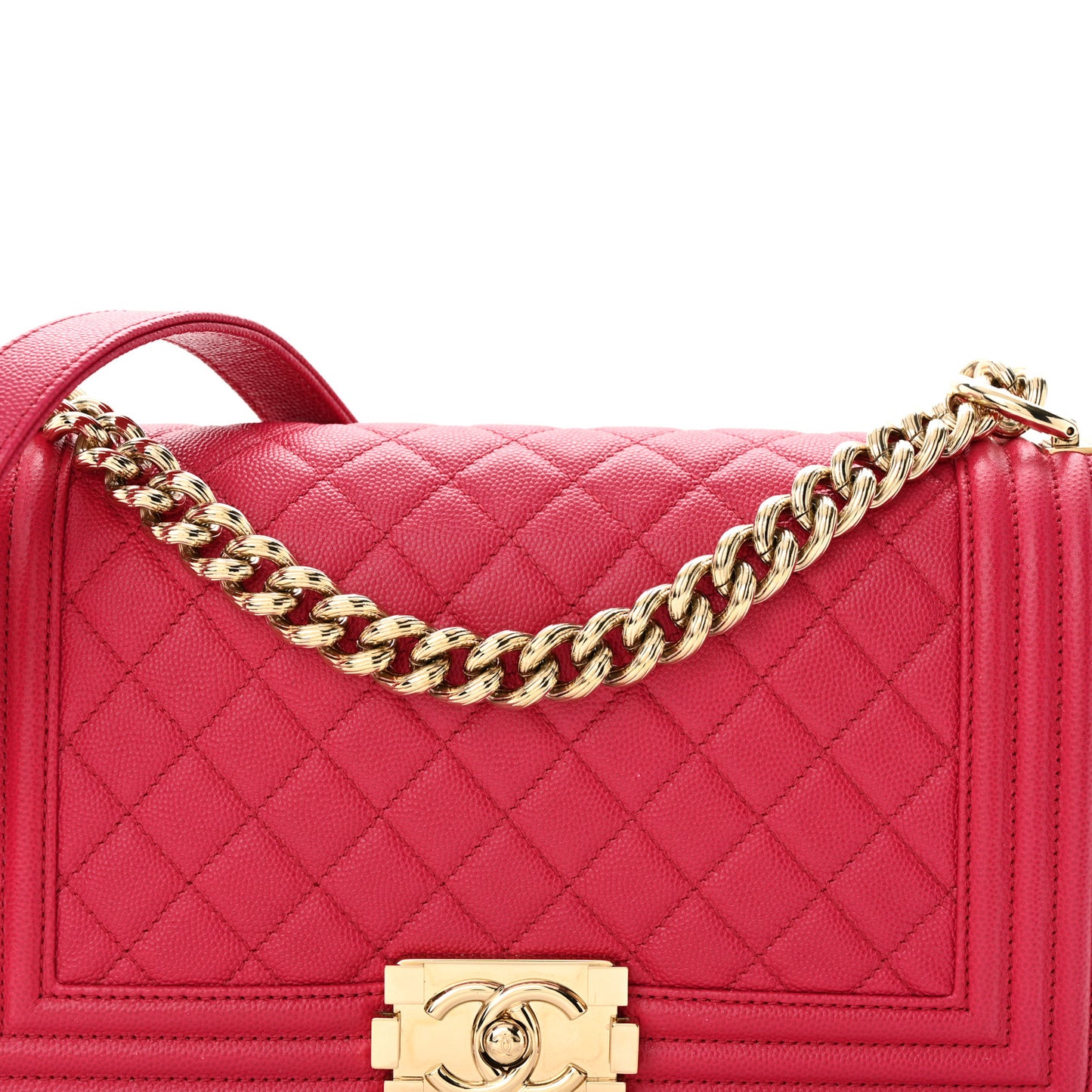 Caviar Quilted Medium Boy Flap Fuchsia