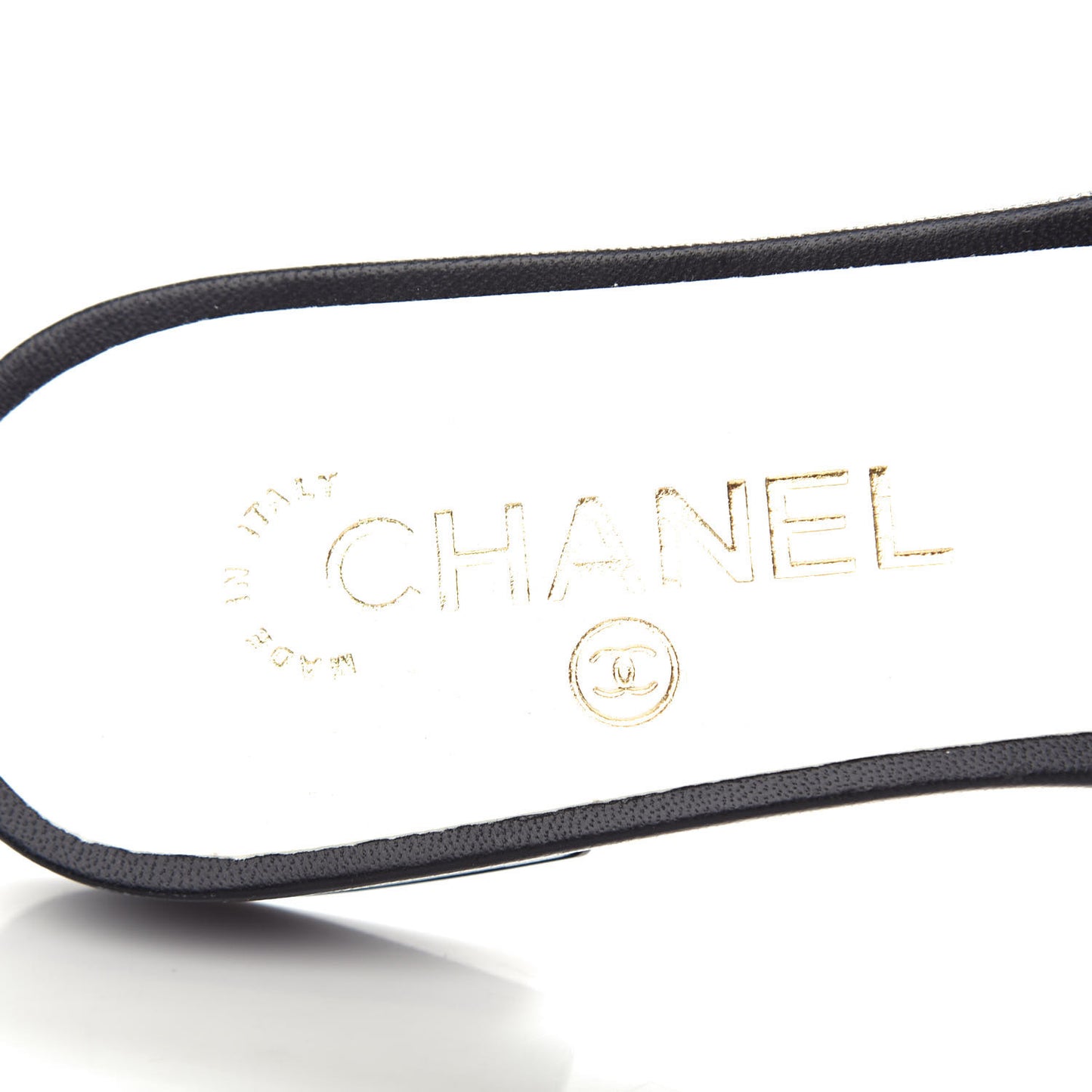 Pearl Embroidery Flat Sandals 38.5 White Black