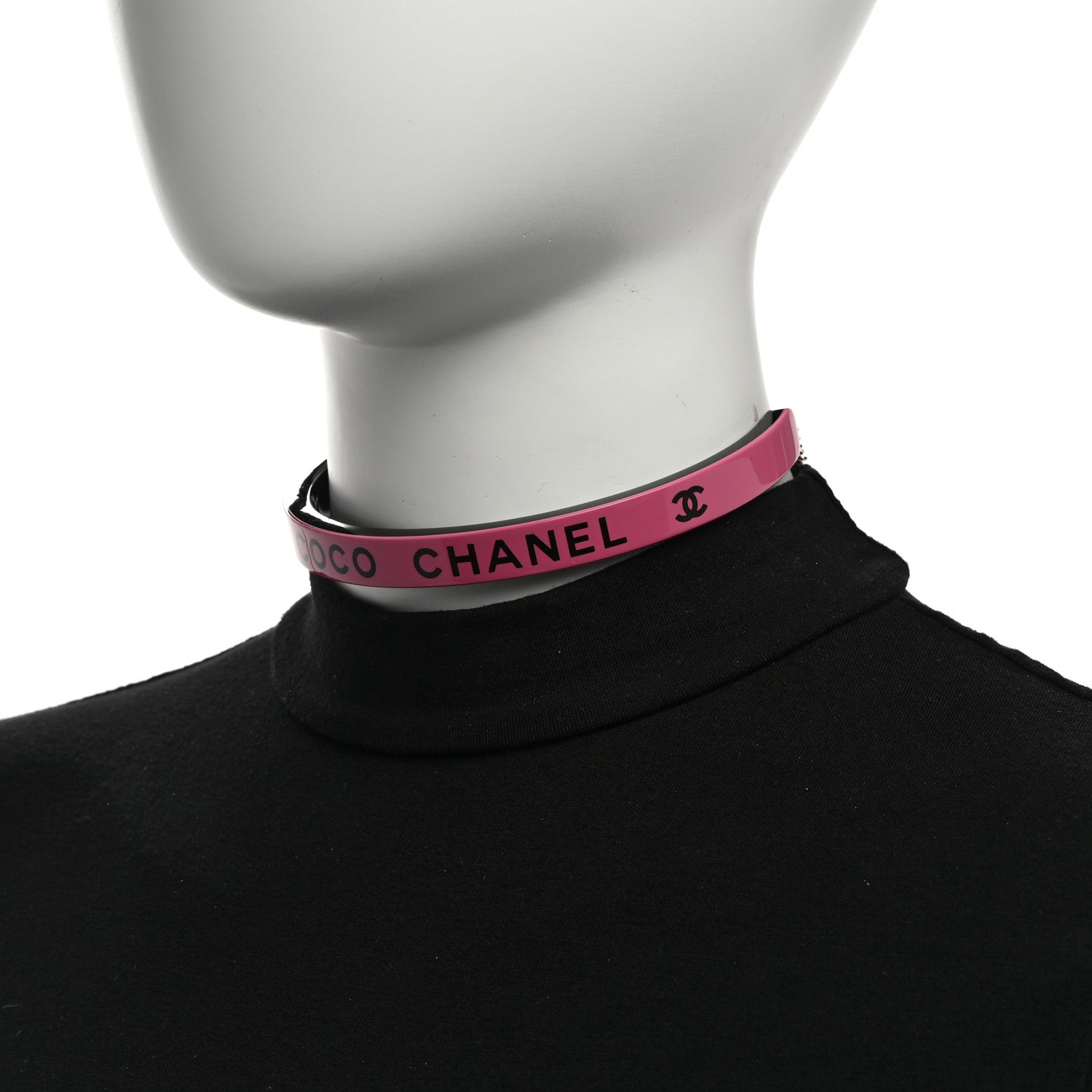 Chanel Resin Logo Choker Pink Black 2 of 6