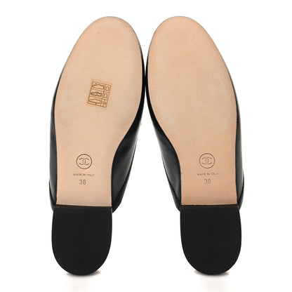 Chanel Lambskin Pearl CC Mules 38 Black 5 of 9