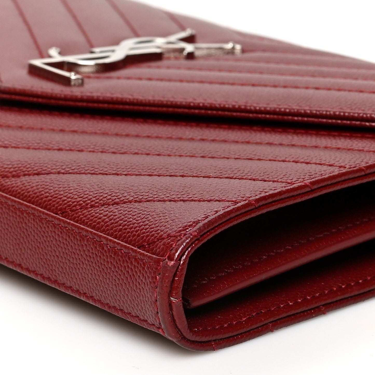 Grain De Poudre Matelasse Chevron Monogram Chain Wallet Palissandre