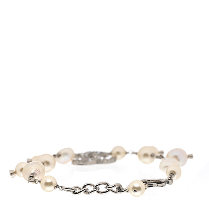 Chanel Pearl Crystal CC Bracelet Silver 3 of 5