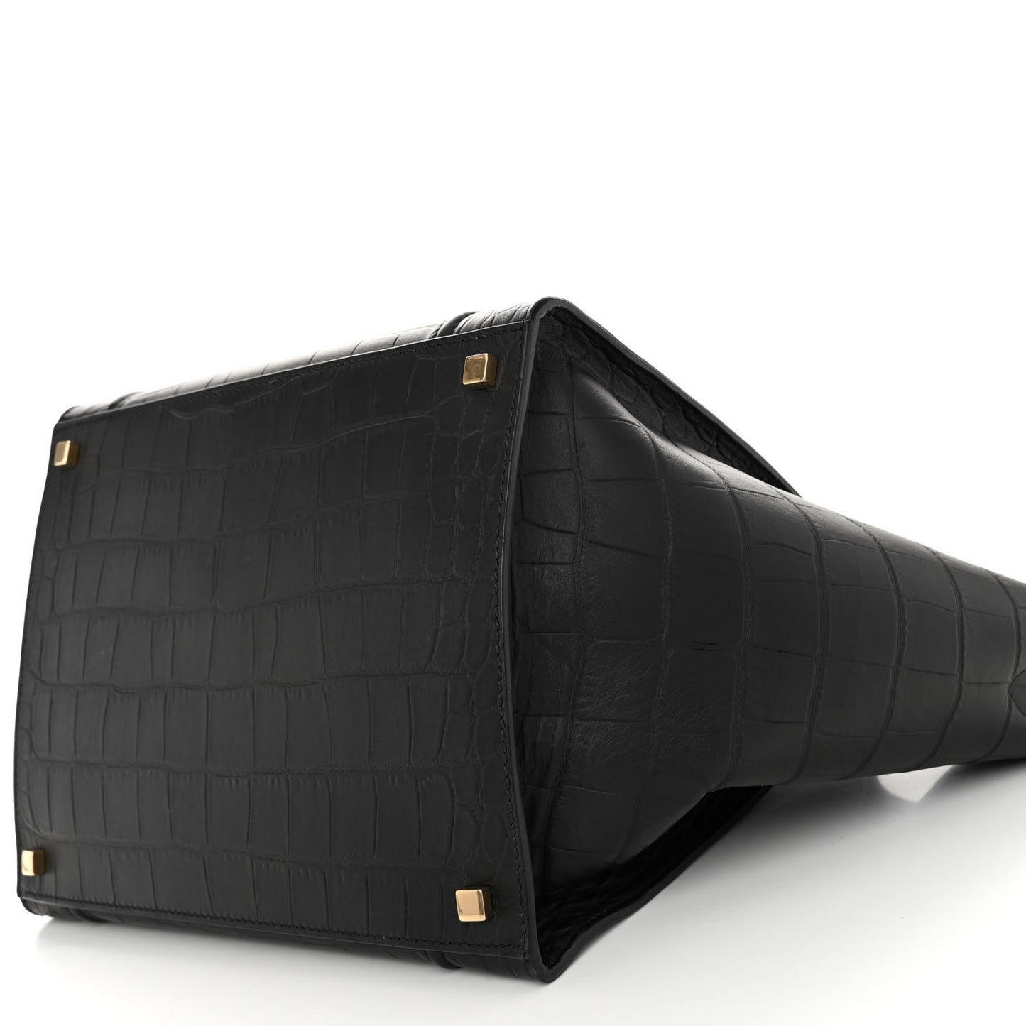Crocodile Embossed Calfskin Medium Phantom Luggage Black