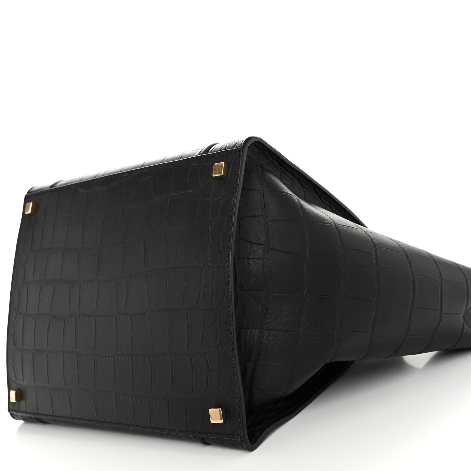 Celine Crocodile Embossed Calfskin Medium Phantom Luggage Black 9 of 9