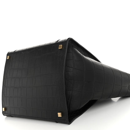 Celine Crocodile Embossed Calfskin Medium Phantom Luggage Black 9 of 9