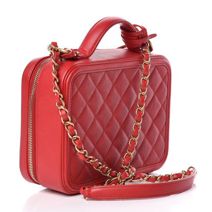 Chanel Caviar Quilted Medium CC Filigree Vanity Case Red 3 of 12