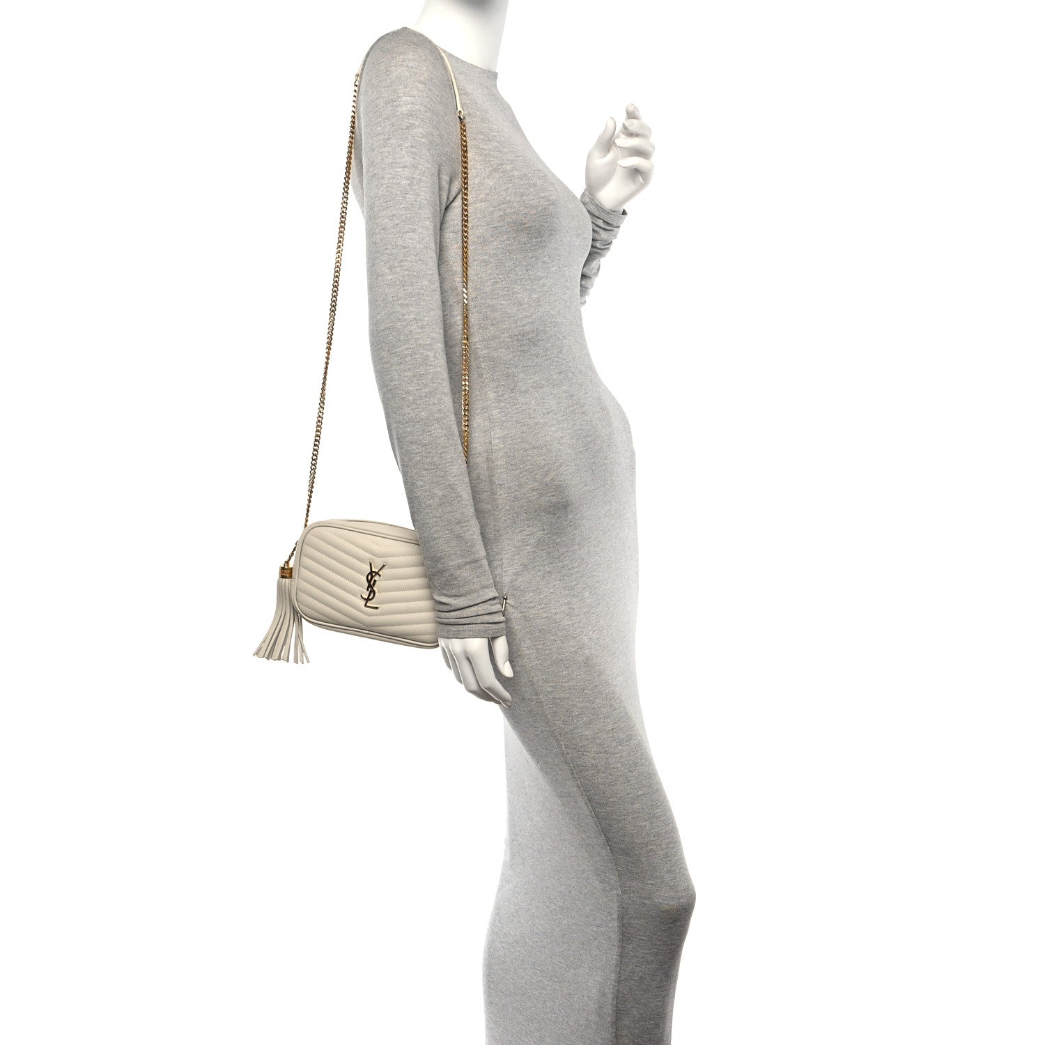 Saint Laurent Grain De Poudre Matelasse Monogram Mini Lou Camera Bag Crema Soft 2 of 10
