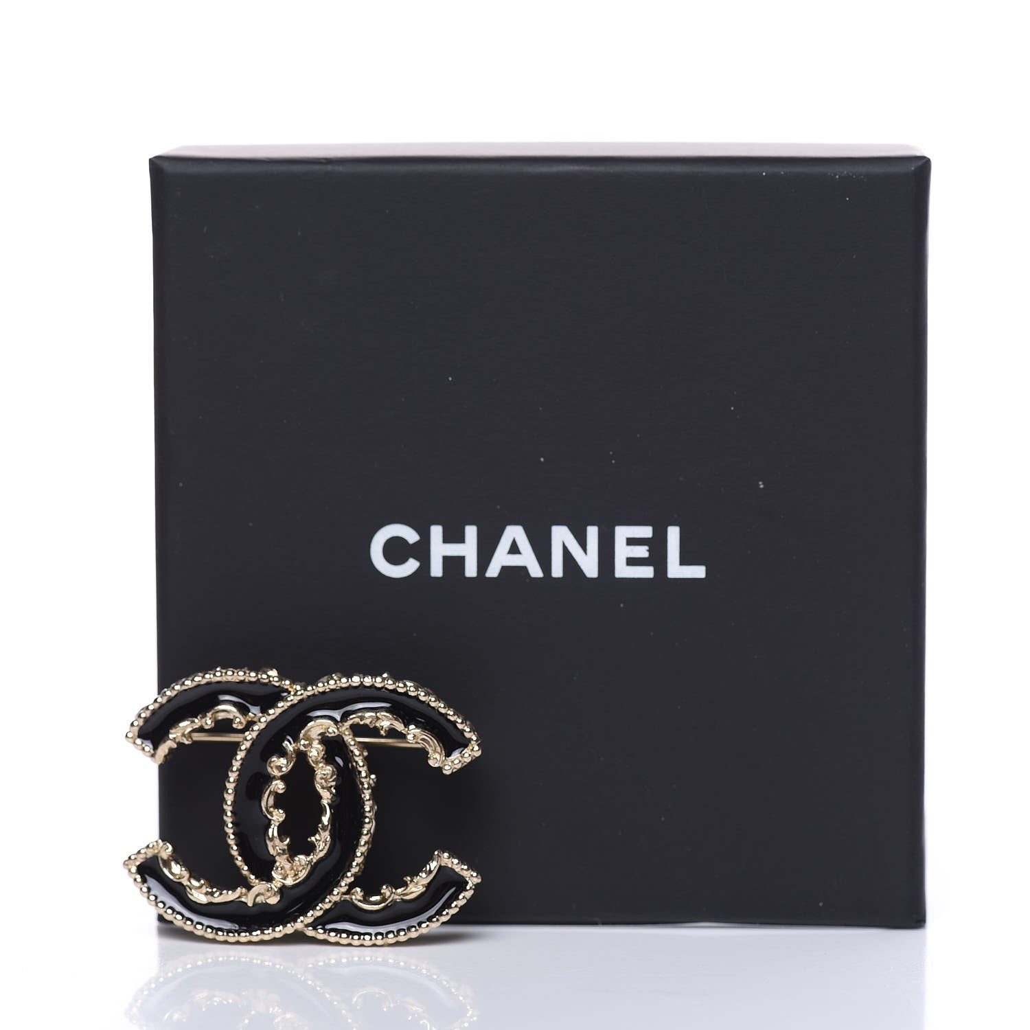 Chanel Enamel CC Baroque Brooch Black Gold 5 of 5