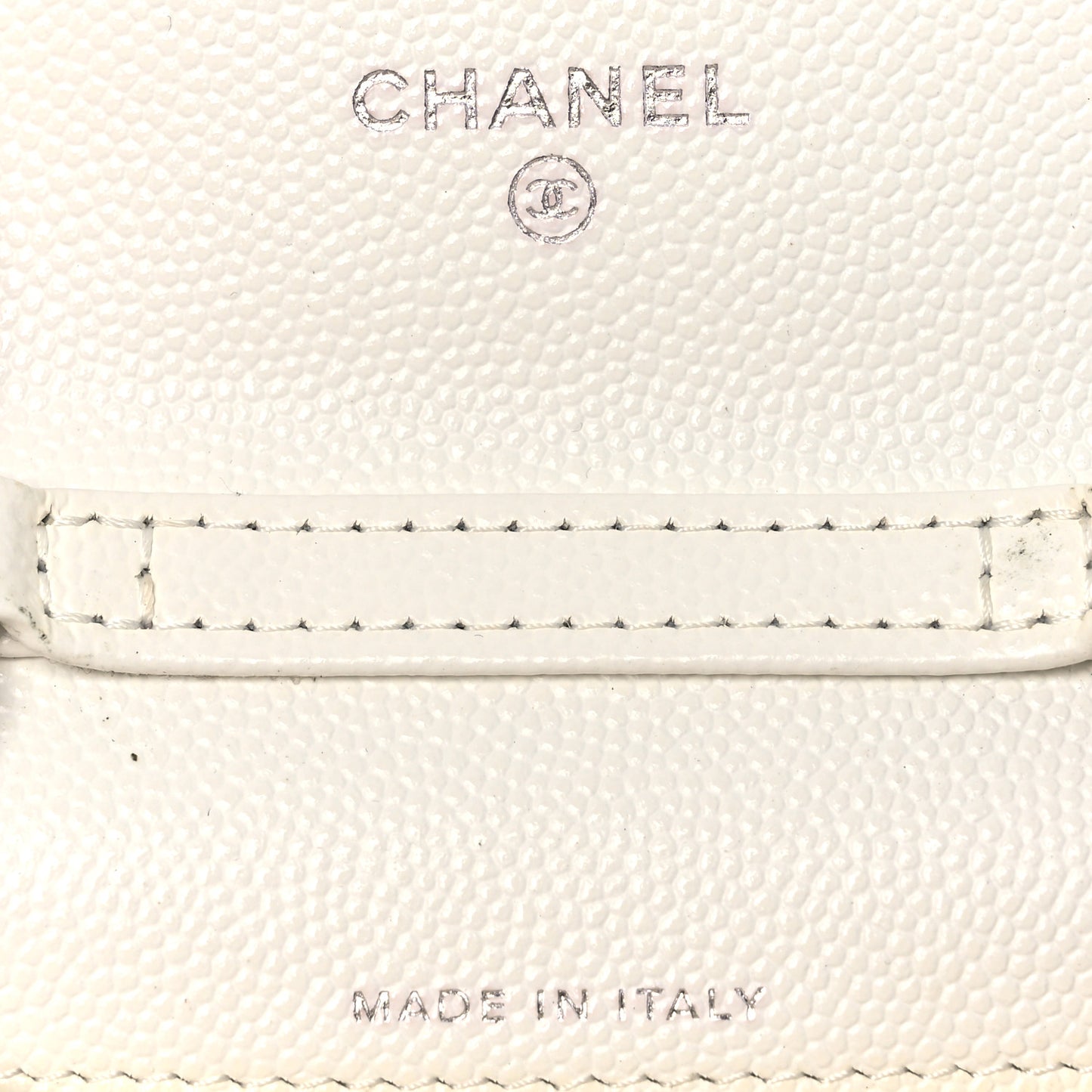 Caviar Quilted Enamel Coco Clutch With Chain White