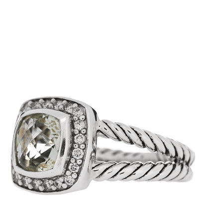 David Yurman Sterling Silver Diamond Prasiolite 7mm Petite Albion Ring 50 5.5 3 of 5