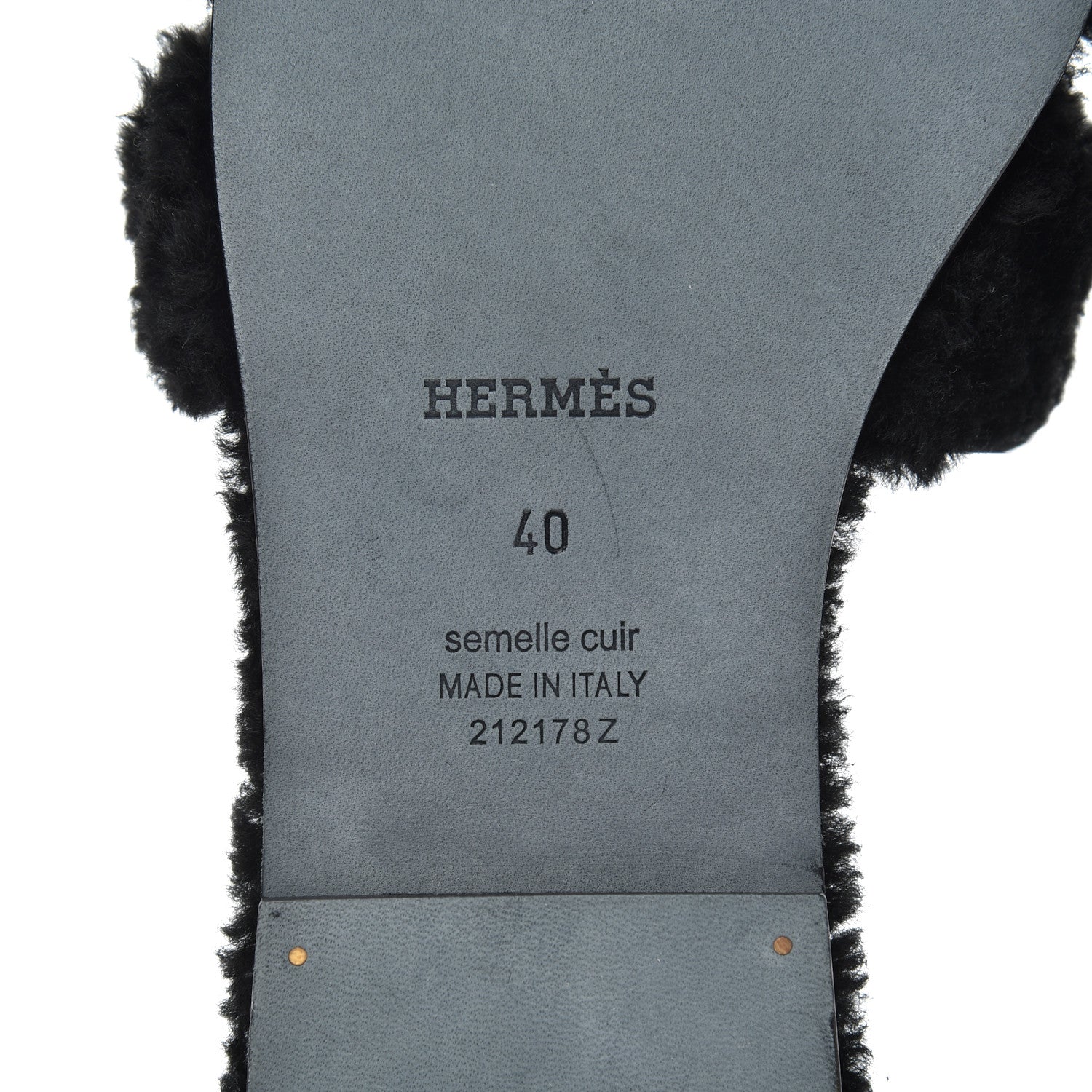 Hermes Woolskin Oran Sandals 40 Black 7 of 13