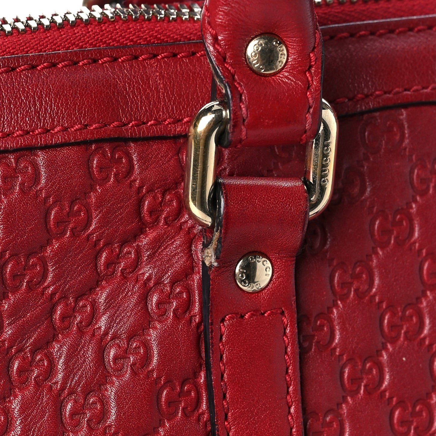 Soft Microguccissima Small Zippered Satchel Rosso
