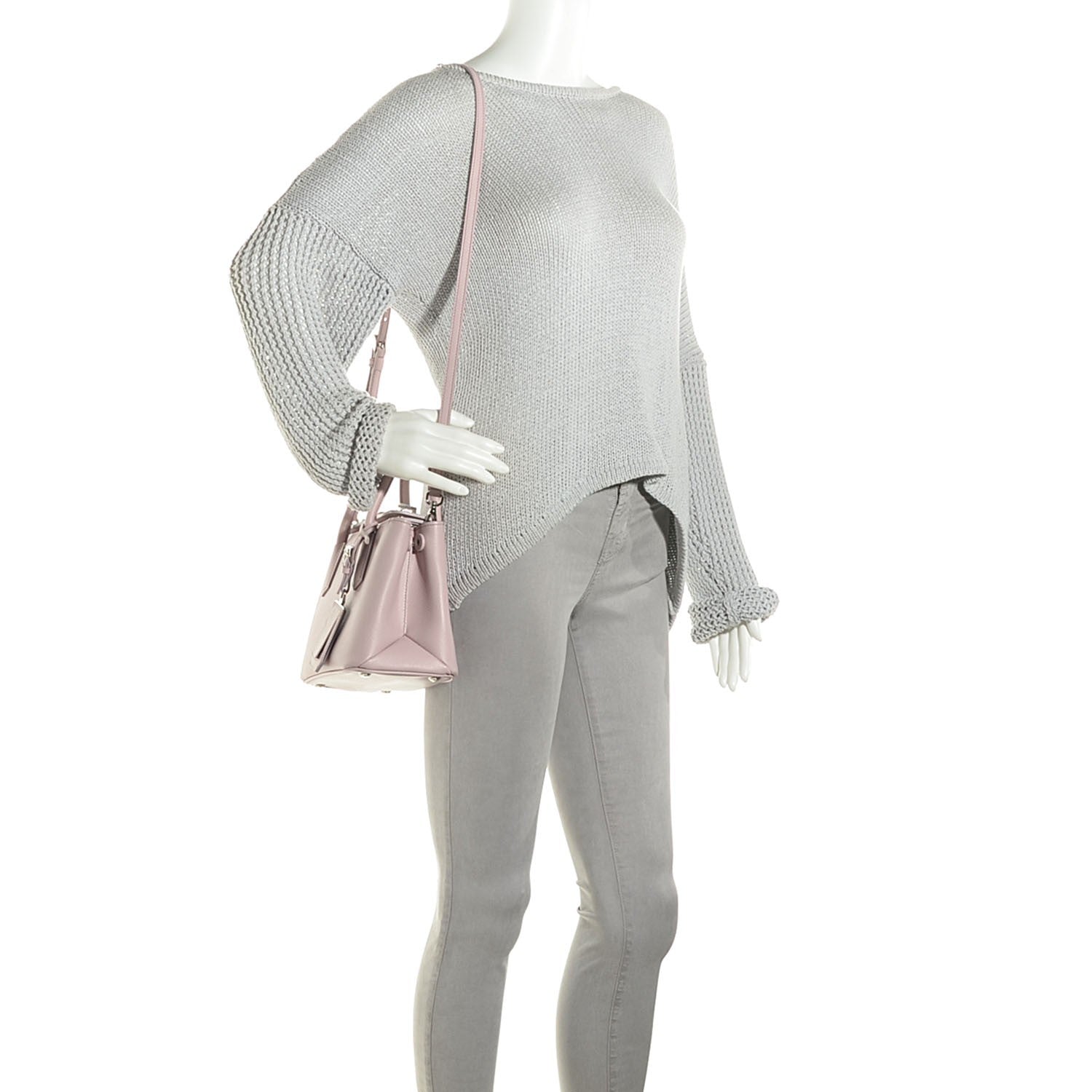 Prada Saffiano Cuir Small Twin Tote Mughetto 2 of 12