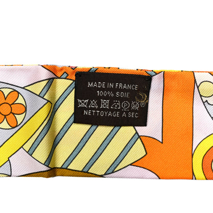 Hermes Silk Les Murmures de la Foret Twilly Orange Jaune Vif Vert 2 of 4