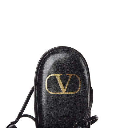 Valentino Garavani Calfskin VLogo Slingback Low Heel Thong Sandals 39 Black 9 of 10