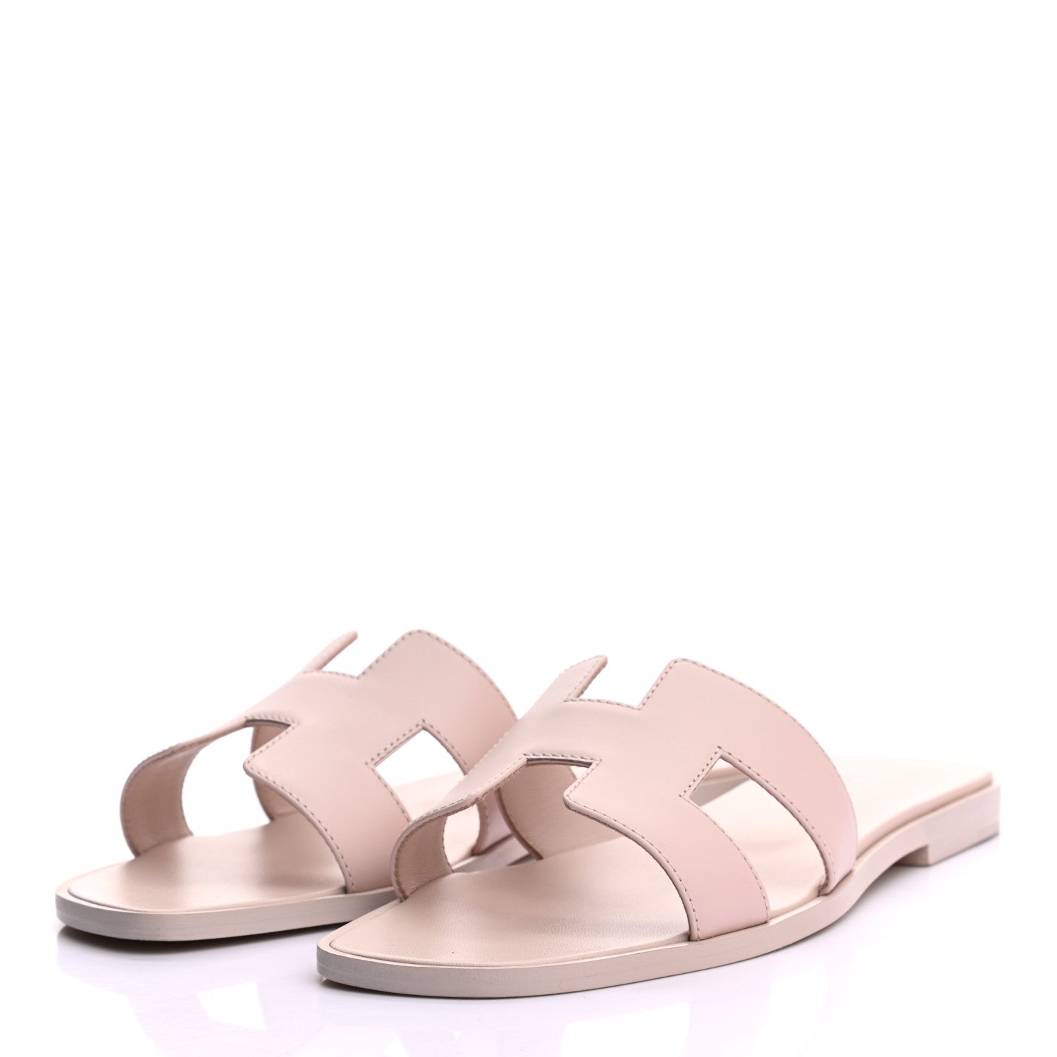 Hermes Box Calfskin Oran Sandals 37 Rose Pale 3 of 8