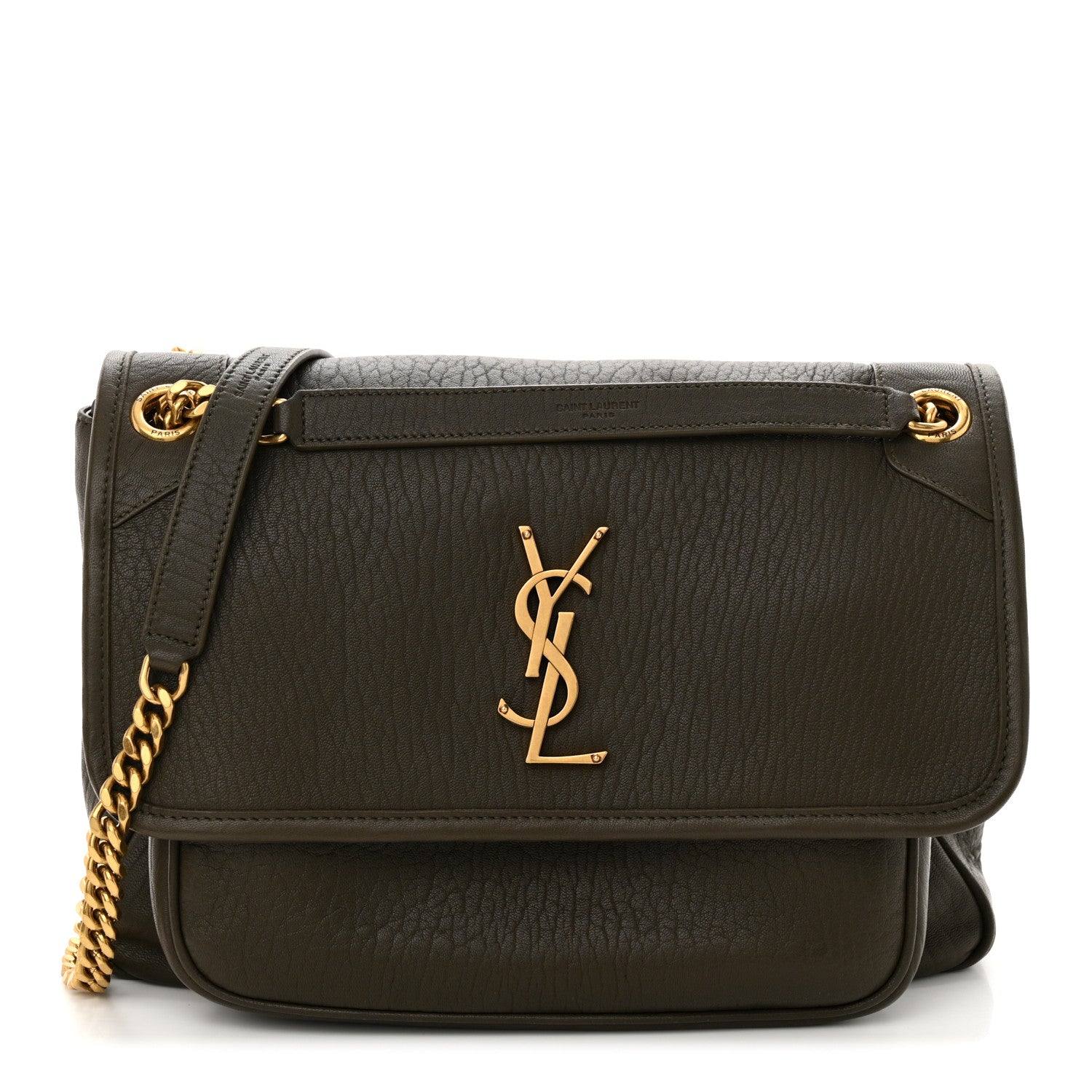 Saint Laurent Grained Lambskin Monogram Medium Niki Chain Satchel Light Musk 1 of 14