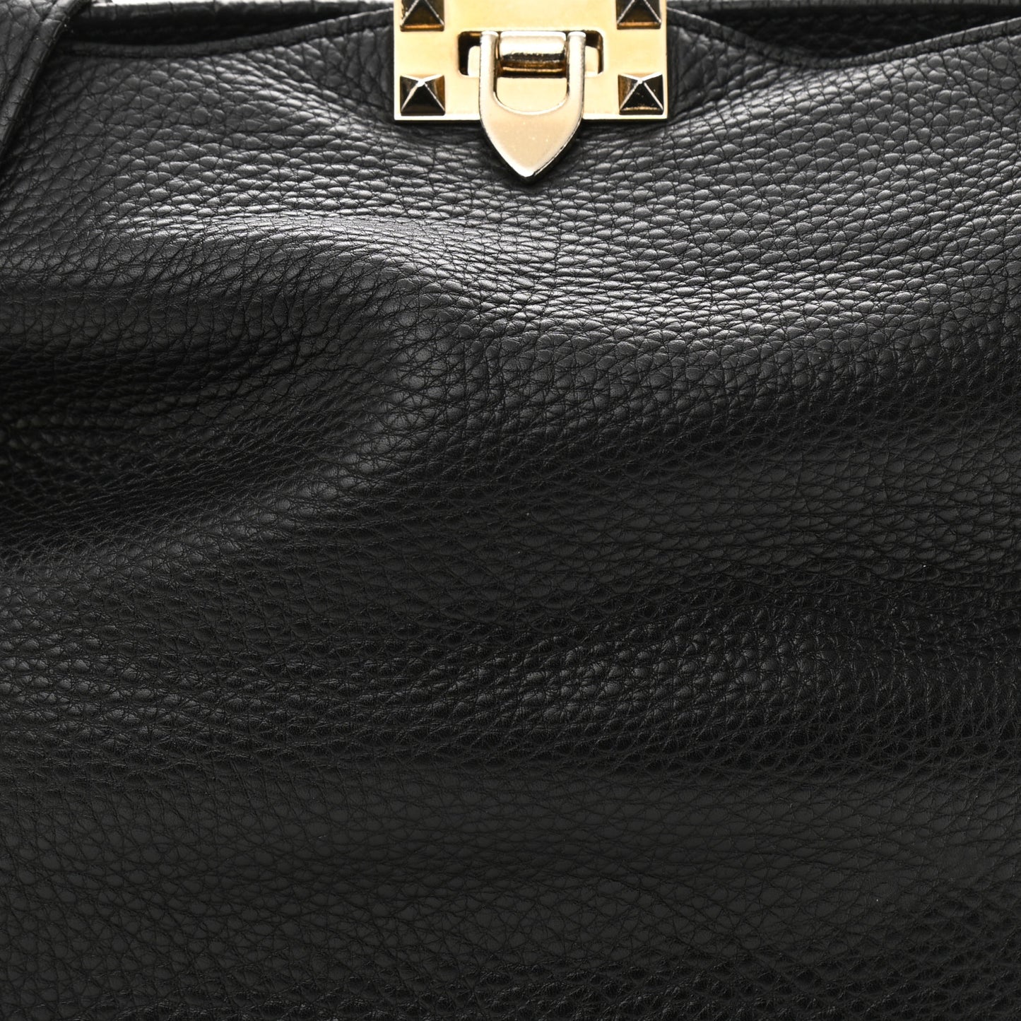 Pebbled Calfskin Large Rockstud Flip-Lock Messenger Bag Black