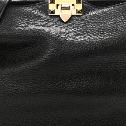 Valentino Garavani Pebbled Calfskin Large Rockstud Flip-Lock Messenger Bag Black 7 of 11