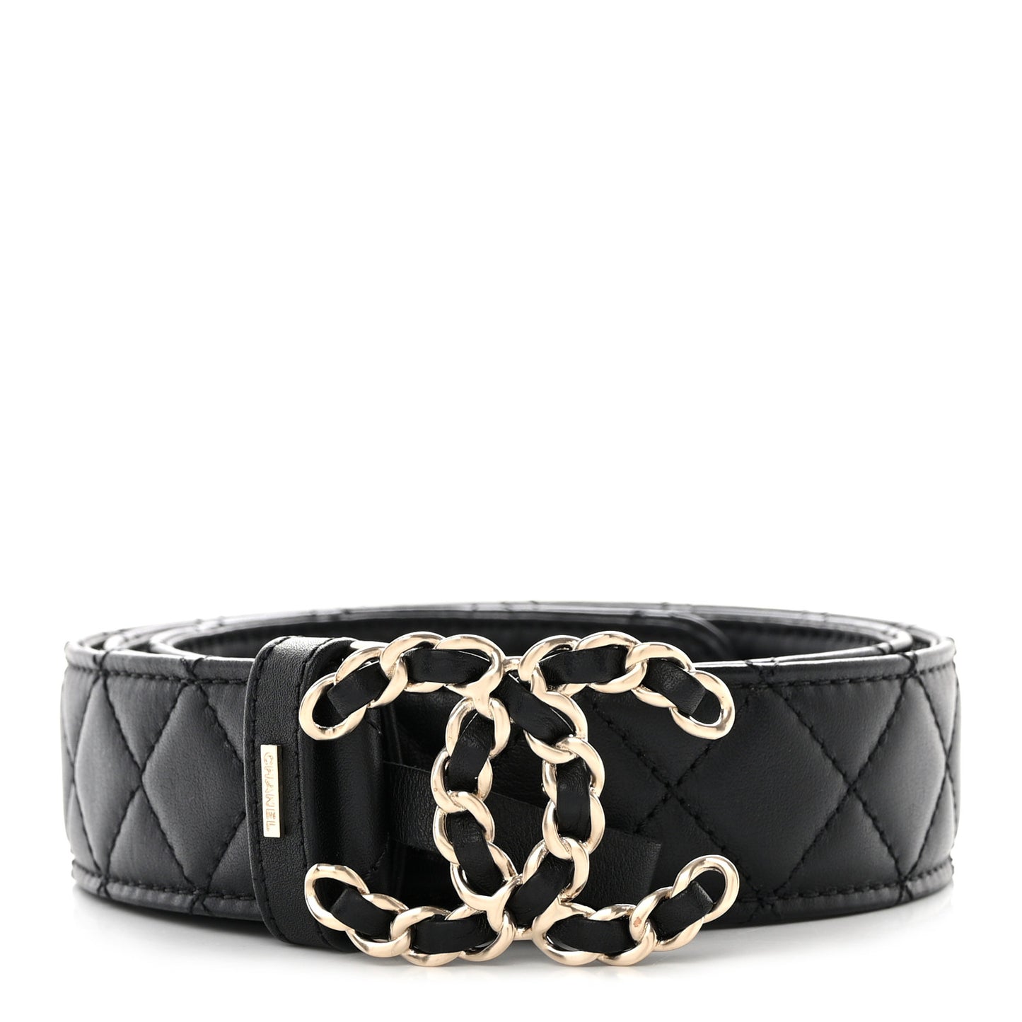 Lambskin Quilted CC Chain Belt 80 32 Black