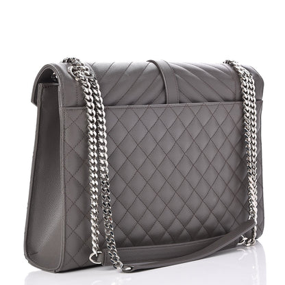 Saint Laurent Grain De Poudre Textured Mixed Matelasse Large Triquilt Monogram Satchel Earth 4 of 8