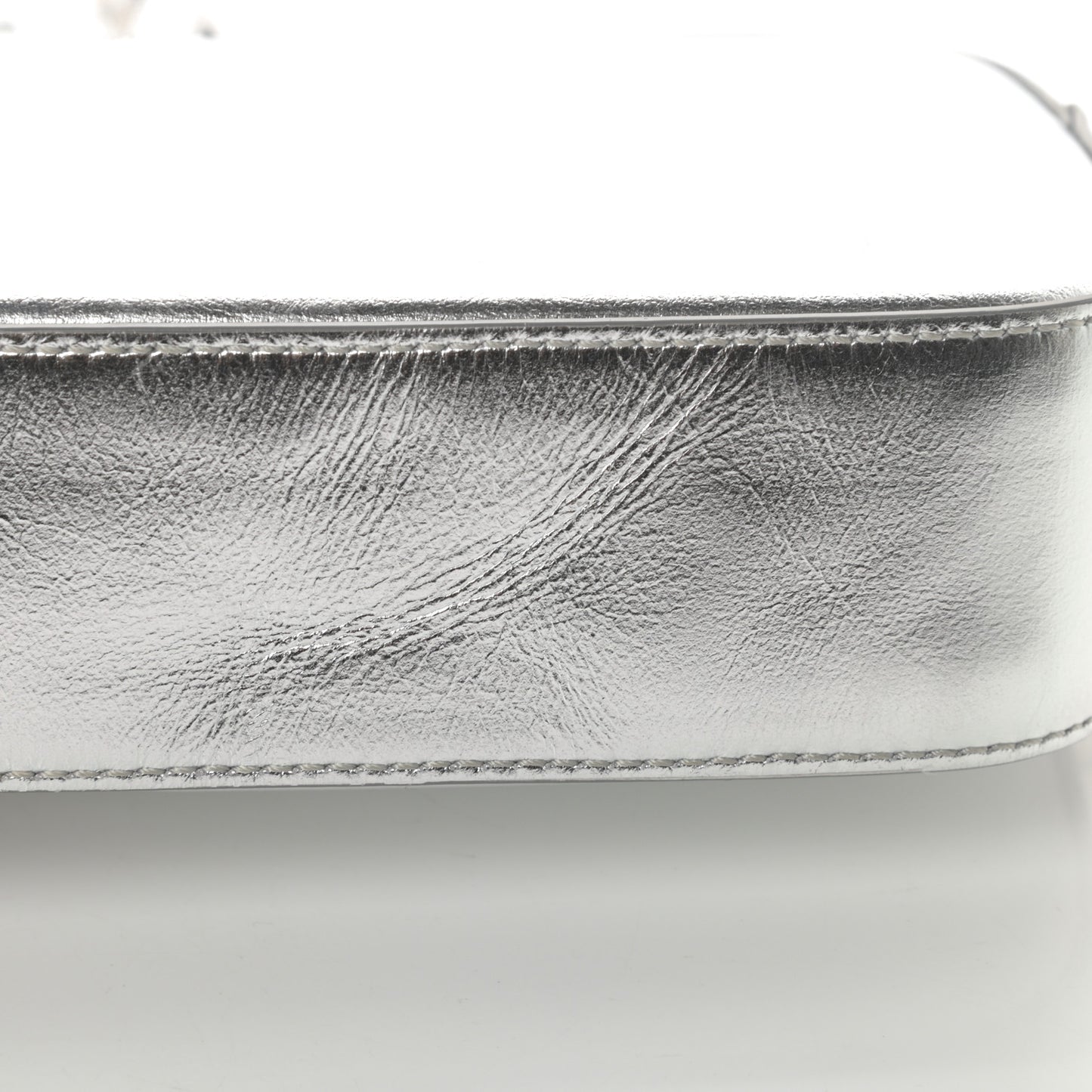 Metallic Calfskin Athini Camera Bag Silver