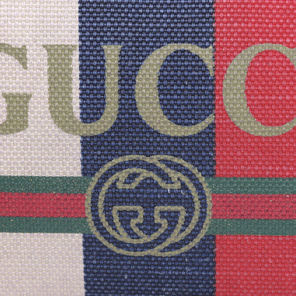 Gucci Canvas Sylvie Stripe Logo Zip Pouch Mystic White Hibiscus Red Maritime 11 of 14