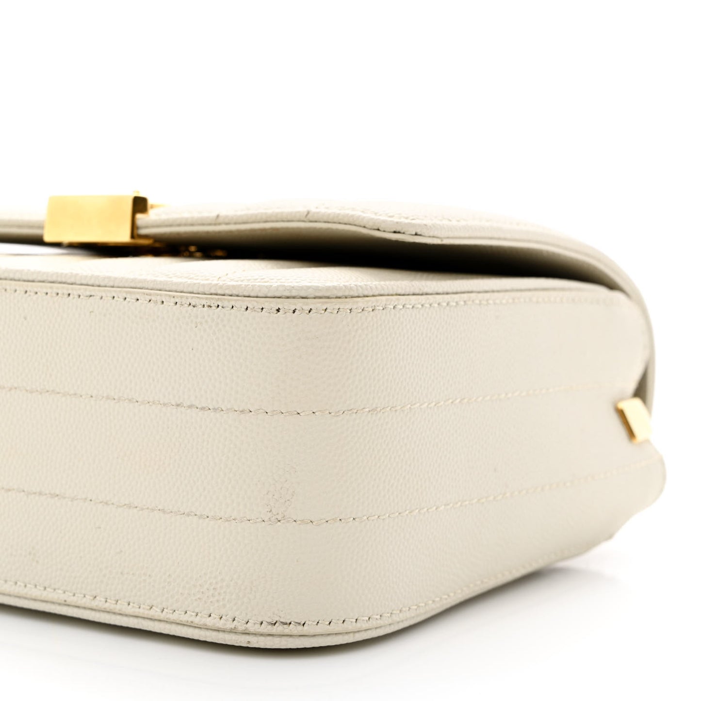 Grain De Poudre Matelasse Monogram Small Vicky Chain Bag White