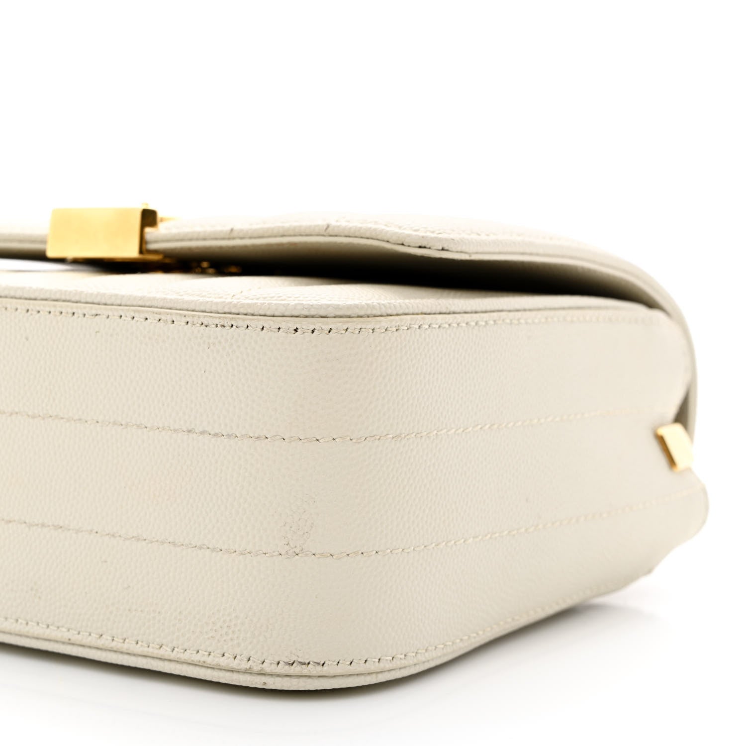 Saint Laurent Grain De Poudre Matelasse Monogram Small Vicky Chain Bag White 10 of 12