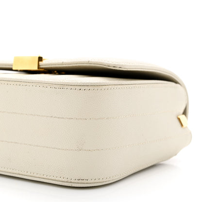 Saint Laurent Grain De Poudre Matelasse Monogram Small Vicky Chain Bag White 10 of 12