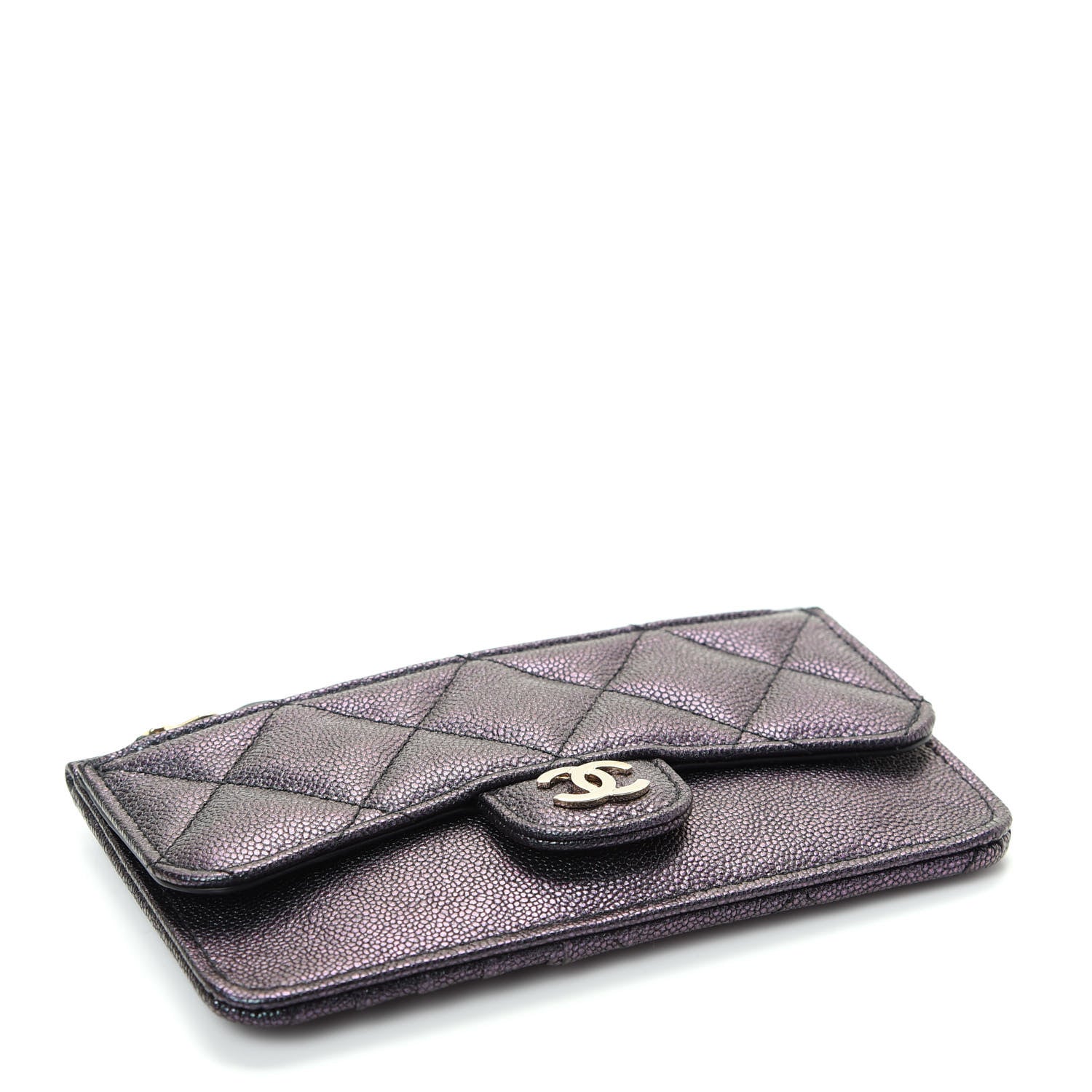 Chanel Iridescent Caviar Quilted Flap Zip Card Holder Black 4 of 8