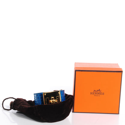 Hermes Shiny Alligator Kelly Dog Cuff Bleu Izmir 4 of 7