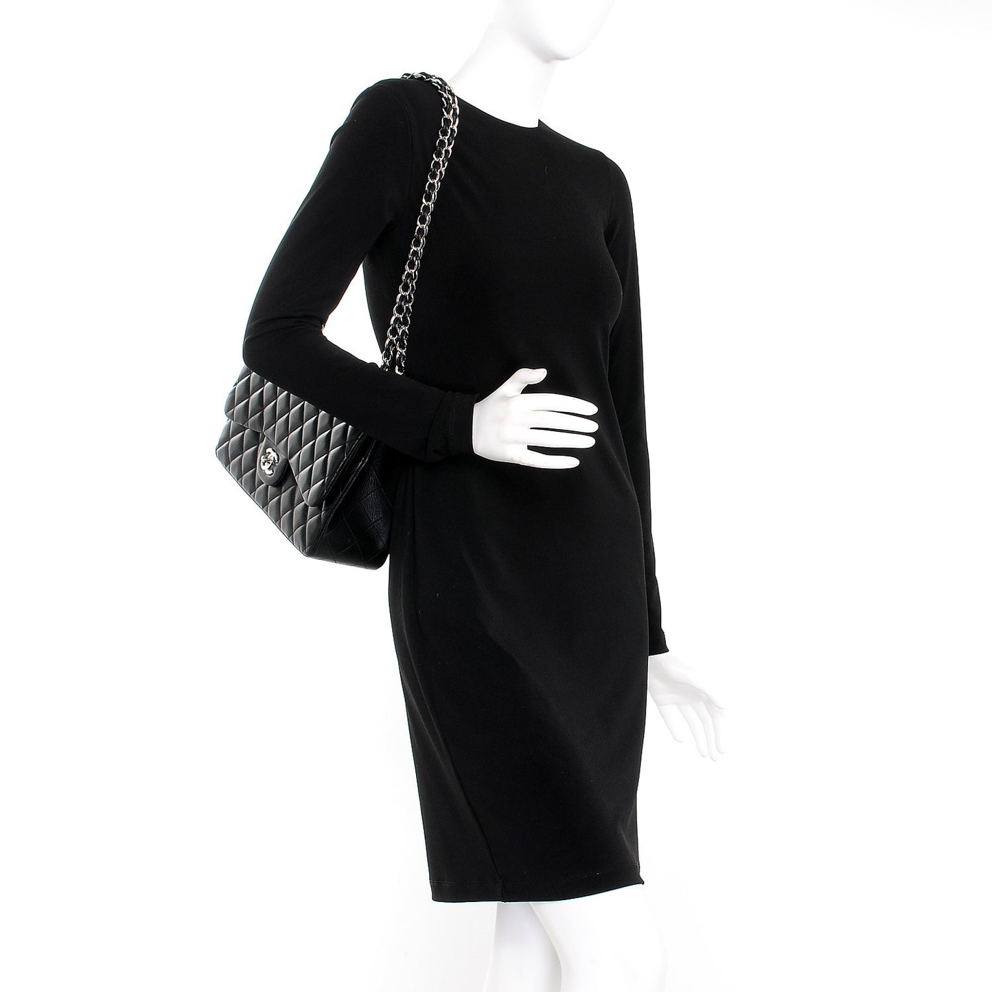 Lambskin Quilted Jumbo Double Flap Black